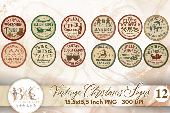 Download Vintage Christmas Round Signs Clipart - Premium Resources