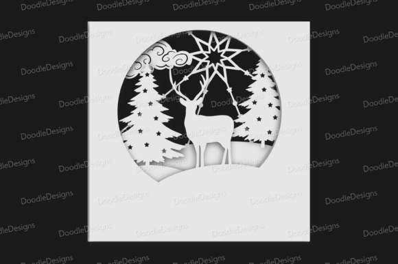 Download Deer Scene Layered Christmas Card Svg - Christmas card svg Collection