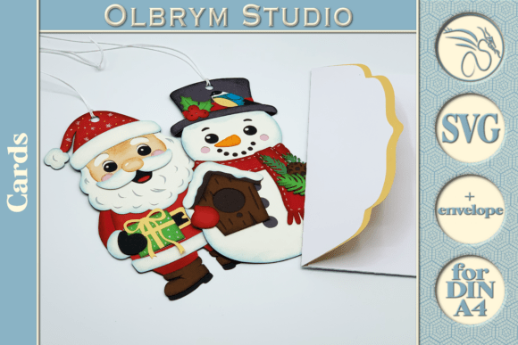 Download Santa &amp; Snowman Christmas Card SVG - Christmas card svg Collection